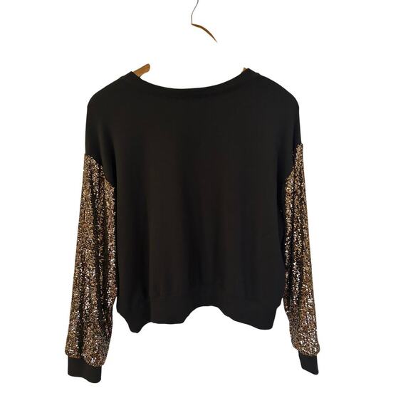 Karen Kane Petites Black Sequin Sleeves Chic Top Size MP - Picture 6 of 8